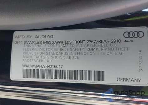 2015 Audi A7 3.0 Tdi Premium Plus z USA, uszkodzony, nr VIN WAUWMAFC9FN016017